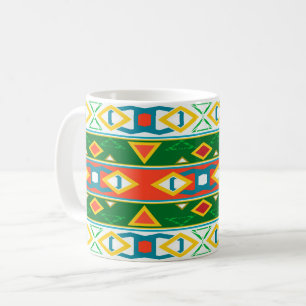 Streifen und geometrische Formen grün orange weiß Kaffeetasse