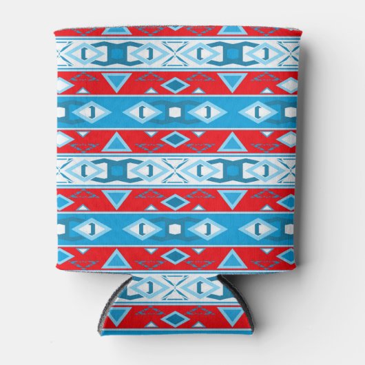 Streifen und geometrische Formen, rot-blau Dosenkühler (Vorderseite)