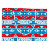Streifen und geometrische Formen, rot-blau Große Geschenktüte (Rückseite)