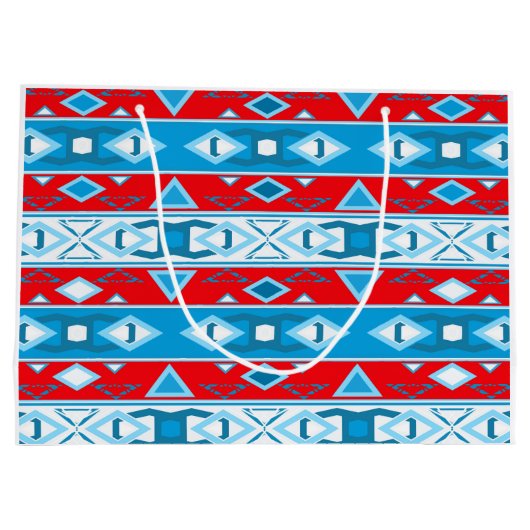 Streifen und geometrische Formen, rot-blau Große Geschenktüte (Rückseite)