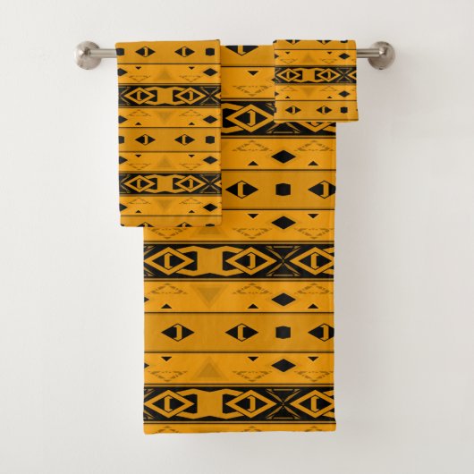 Streifen und geometrische Formen, schwarz Badhandtuch Set (Insitu)