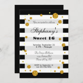 Streifen und Glitzer 16 . Geburtstag Einladung (Vorne/Hinten)