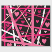 Streifen und Herzen rot, rosa und weiß Geschenkpapier (Flach)