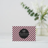 Streifen und Kreise des rosa Monogramms Visitenkarte (Stehend Vorderseite)