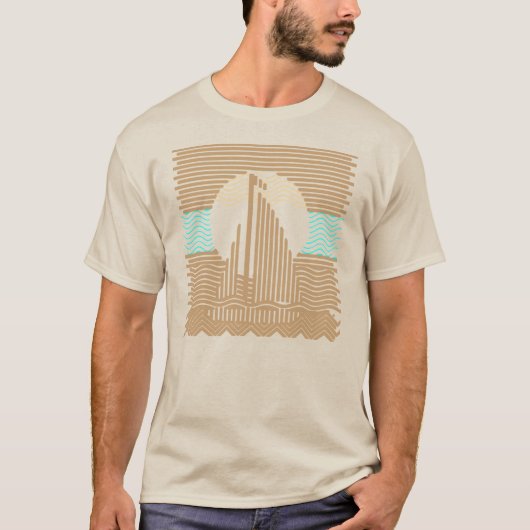 Streifen und Linien Segelboot abstrakt T-Shirt (Vorderseite)