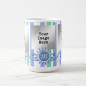 Streifen und Monogramm, Geblüht/Minze Kaffeetasse (Mittel)