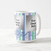 Streifen und Monogramm, Geblüht/Minze Kaffeetasse (VorderseiteRechts)
