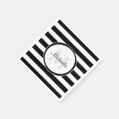 Streifen und Monogramm, grau, schwarz und weiß Serviette (Ecke)