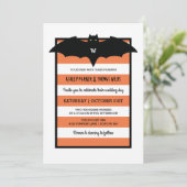 Streifen und Monogramm | Orange Halloween Hochzeit Einladung (Stehend Vorderseite)