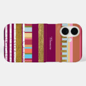 Streifen und Name farbig Case-Mate iPhone Hülle (Rückseite (Horizontal))