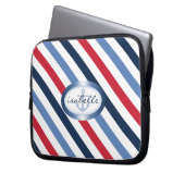 Streifen und Personalisiertes Ankermuster Laptopschutzhülle (Vorderseite Links)