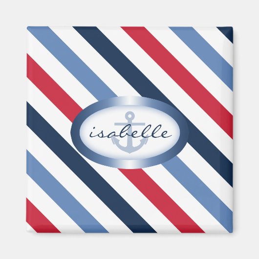 Streifen und Personalisiertes Ankermuster Magnet (Vorne)