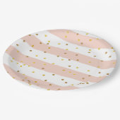 Streifen und Polka-Punkte Pappteller (Schrägansicht)