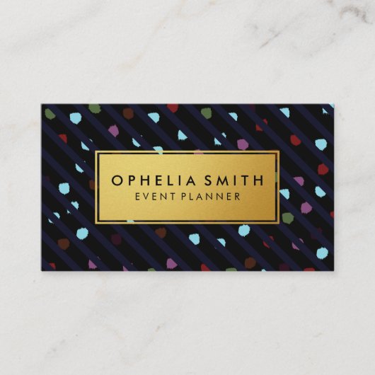 Streifen und Punkte Imitate Gold Rahmen Visitenkarte (Vorderseite)