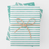 Streifen und Punkte Meeresschaum Grün Sommer Geschenkpapier Set (Beispiel)