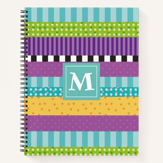 Streifen und Punkte Monogramm Notizblock (Vorderseite)