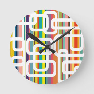 Streifen und Rechtecke Runde Wanduhr