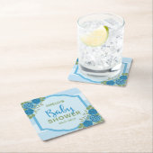 Streifen und Rose Blue Boy Baby Dusche Rechteckiger Pappuntersetzer (Vor Ort)