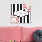 Streifen und Rose Leinwanddruck (Insitu (Wohnzimmer))