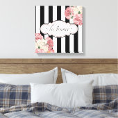 Streifen und Rose Leinwanddruck (Insitu (Schlafzimmer))
