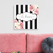 Streifen und Rose Leinwanddruck (Insitu (Wohnzimmer))