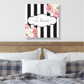 Streifen und Rose Leinwanddruck (Insitu (Schlafzimmer))