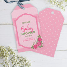 Streifen und Rose Pink Girl Babydusche