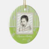 Streifen und Schneeflocken Keramik Ornament (Rechts)