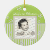 Streifen und Schneeflocken Keramik Ornament (Hinten)