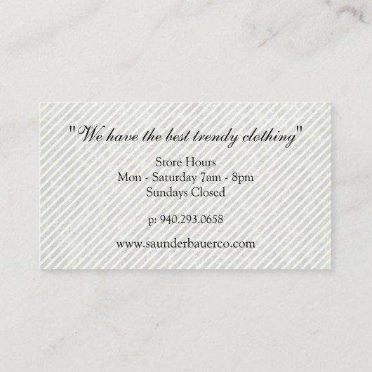 Streifen und Skriptmonogramm Visitenkarte (Rückseite)