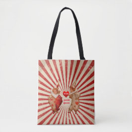 Streifen und Vintage Valentinische Clowns mit Herz Tasche