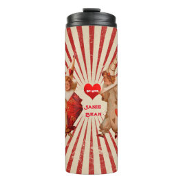 Streifen und Vintage Valentinische Clowns mit Herz Thermosbecher
