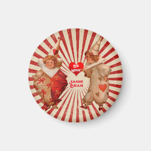 Streifen und Vintage-Valentinsclowns mit Herz  Magnet