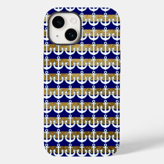 Streifen und weiße Ankermuster Case-Mate iPhone Hülle (Rückseite)