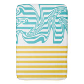 Streifen und Wirbel in Türkis und Gelb Badematte (Vorderseite Vertikal)