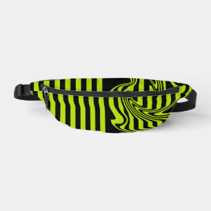 Streifen und Wirbel - Kalkgrün und Schwarz Bauchtasche