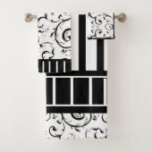 Streifen und Wirbel Schwarz und Weiß Badhandtuch Set (Insitu)