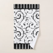Streifen und Wirbel Schwarz und Weiß Badhandtuch Set (Handtuch)