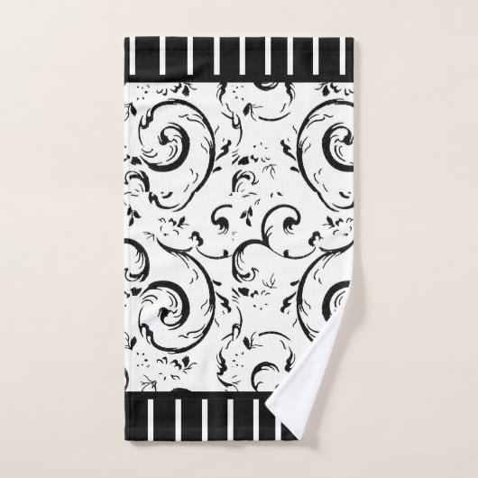 Streifen und Wirbel Schwarz und Weiß Badhandtuch Set (Handtuch)
