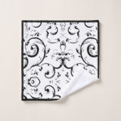 Streifen und Wirbel Schwarz und Weiß Badhandtuch Set (Waschlappen)