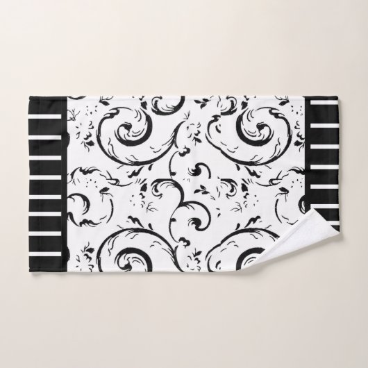 Streifen und Wirbel Schwarz und Weiß Badhandtuch Set (Handtuch)