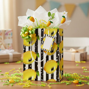 Streifen und Zitronen Mittlere Geschenktüte