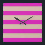 STREIFEN, verstellbar, rosa Quadratische Wanduhr<br><div class="desc">Farbige Streifen vor der Hintergrundfarbe,  die ersetzt werden kann. Spielen Sie mit verschiedenen Hintergrundfarben,  um ein persönliches Spiel zu erstellen!</div>