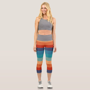Streifen Vintage-Farbe Old Style Farbige Geometrie Capri Leggings