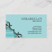 Streifen-Visitenkarte-Strudel-Türkis blaues Brown Visitenkarte (Rückseite)