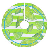 Streifen Wasserfarbe Limon & Neon Blau Polyester Weihnachtsbaumdecke (Vorderseite)