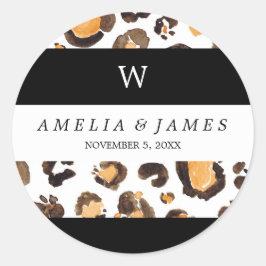 Streifen Wasserfarben-Leoparden-Schnüre Runder Aufkleber