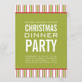 STREIFEN-WEIHNACHTSabendessen-PARTY EINLADUNG