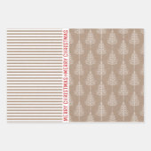 Streifen, Weihnachtsbäume, schneebraunes Kraftpapi Geschenkpapier Set (Vorderseite 3)