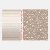 Streifen, Weihnachtsbäume, schneebraunes Kraftpapi Geschenkpapier Set (Vorderseite 2)